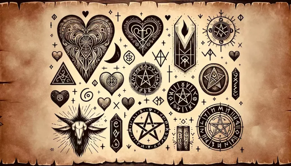 Image de Symboles Anciens et Mystiques Liés à l'Amour et à la Magie rouge
